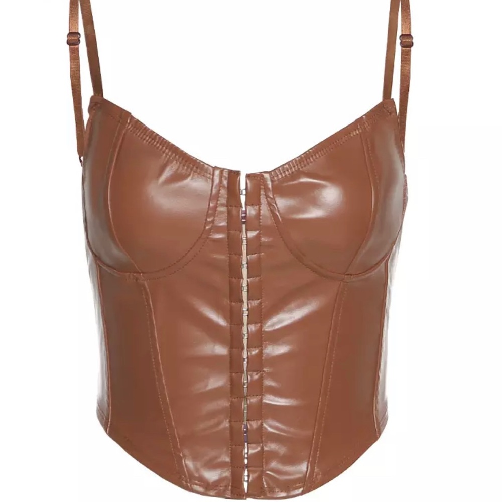 Brown Faux Leather corset top